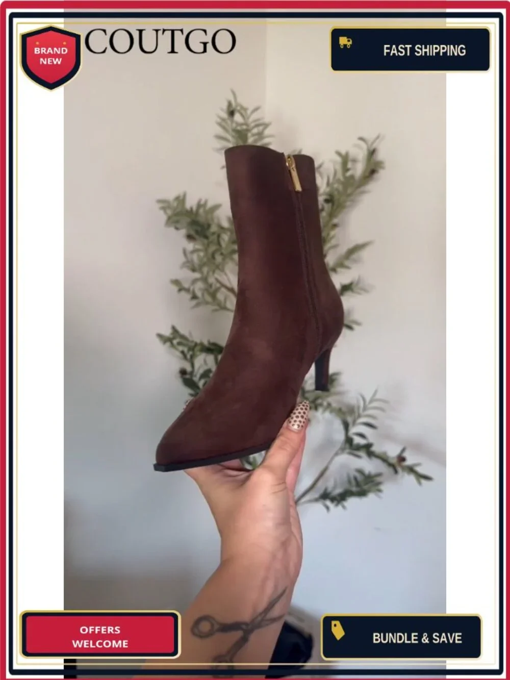 Women's Kitten Heel Ankle Boots Pointed Toe Side Zipper Fall Booties